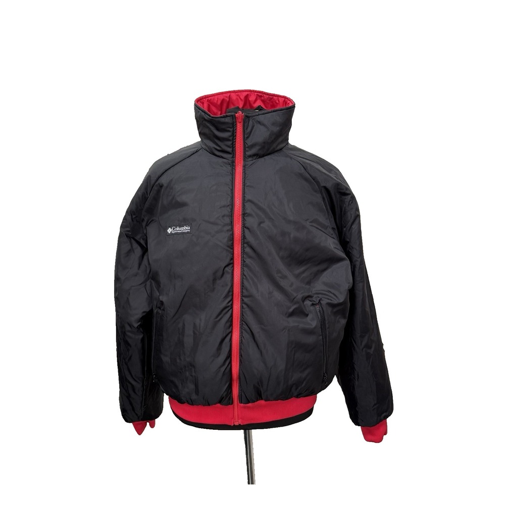Vintage Columbia Jacket Mens Reversible Bomber Windbreaker Black Red Sz XL READ